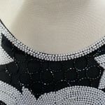 Hand Beaded Silk Sheath Dress with Iridescent Black Beads and White Seed Pearls Size L Photo 6