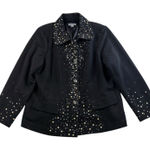 Joan Rivers  Plus 1X Blazer Jacket Fitted Black Rhinestone Pearl Holiday Cocktail Photo 0
