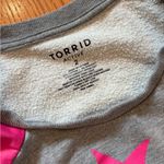 Torrid Active Fleece Sweatshirt – Pink Stars & Black Stripe Sleeves – Size 2 Photo 2