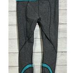 Lululemon  Crop Leggings 4 Black Gray Teal Run Inspire Crop Women's Zipper Pocket Photo 0