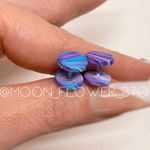 Colorful Faux Plug Earrings – Blue Pink Purple Swirl Illusion Studs 16g 10mm Photo 4