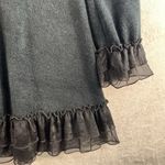 Vintage Y2K Dress M Medium Dark Romantic Fairy Floral Goth Black Midi Ruffles Photo 3