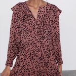 ZARA Cheetah Animal Print Ruffle Button Down Blouse Style Mini Dress Size Small Photo 1