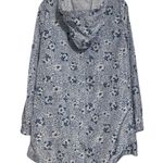 LINDA ANDERSON Rain Jacket Hooded Cinch Waist Leopard Floral Blue EUC Small Photo 4