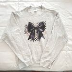 Gray Sweatshirt with Purple Bow. Size M. NWOT Size M Photo 0