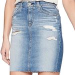 AG Adriano Goldschmied The Erin Blue Denim Pencil Skirt Distressed Raw Hem 26 Photo 0