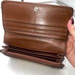 Burberry  London Checkbook Wallet Canvas Leather Trim Brown Authentic Made Italy Photo 10