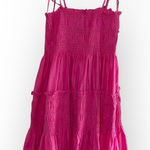 NWT PINCH Fuchsia Smocked Mini Dress Double Tie Spaghetti Straps, Medium Pink Photo 0