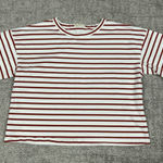 Madewell  Top Womens Large Red White Everyday Boxy Crop Tee Striped Shirt NU865 Photo 0