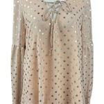 Lavender Brown NEW  Metallic Dots Blouse Women S Sheer Nude Long Sleeve Boho Top Photo 0