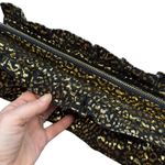 EXPRESS Black & Gold Cheetah Print Y2K 80's Ruffle Zipper Top Clutch Bag Photo 2