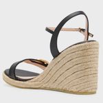 Gucci Aitana Black Leather GG Marmont Wedge Espadrille Sandals Size 40.5 Photo 1