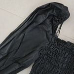 ZARA  Dress Shirred Puff Sleeve Black Mini Square Neck Bodycon Photo 4