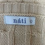 Nati Women's Brown Tan Cable Knit Button Long Sleeve Crop Cardigan Sweater Top L Size L Photo 3