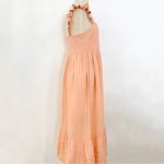 Apiece Apart  100% cotton light peach midi dress with ruffle shoulder straps Photo 3