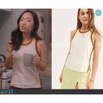 Free People Black Yellow Ivory Bora Bora Racerback Crochet Linen Blend Trim Tank Photo 7