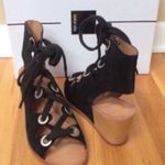 DV by Dolce Vit 'Lei' Black Suede Wedge Grommet Sandal Photo 6