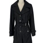 Calvin Klein Women's Nylon Belted Black Rain Trench Coat Photo 0