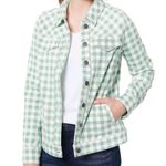 Isaac Mizrahi  True Denim Gingham Jean Jacket Soft Spruce Photo 1