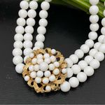 Unsigned Vintage 50’s Victorian Style Triple Stand Milkglass Choker Necklace Photo 9