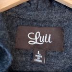 Anthropologie Luii Women's L Charcoal Gray Wool Ruffle Collar Button Front Coat Size L Photo 2