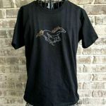 Quail Hollow Mustang Horse Tee top Medium Pony Black NWOT Retro Cowgirl … Photo 0