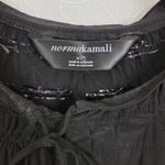 Norma Kamali  Womens Blouse Size S Black Smocked Short Sleeve Tie Front Stretch Photo 3