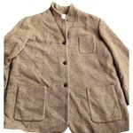 Liz Claiborne Vintage Women’s 14 Tan Charcoal Wool Bl Chunky Tweed Blazer Jacket Photo 0