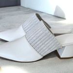 Vince Womens Raven Leather & Knit Block Heel Mules White - Size 8M $350 Photo 1