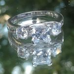 Sterling Silver Ring, CZ Princess Cut With Round Accents, Engagement, Size 7 Photo 7