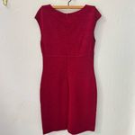 St. John  Red Texture Stretch Cap Sleeve Knee Length Zip Up Dress Size 10 Photo 7