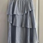 Very J Light Blue Ruffle Midi Skirt Photo 0