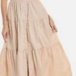 STAUD Elio Off Shoulder Linen Blend Tiered Dress Beige / Khaki / Tan Photo 0