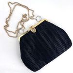 Tango Women's Black Satin Flat Pleated Rhinestone‎ Clutch Purse Shoulder Bag Black Photo 0