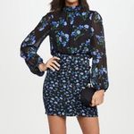 Shoshanna Kiana Mixed Floral Mini Dress Blue Black Size 4P Photo 3