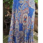 T Tahari ACCORDION PLEATED SKIRT Blue Paisley Maxi Midi Lined Sz Small NWT Photo 3