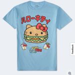 Sanrio NEW Hello Kitty Burger Blue Graphic T-Shirt  Yum Size XS Oversized Photo 6