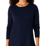 J. Jill Size Small Side Ribbed Tunic Sweater Navy Scoop Neck Blue Photo 0