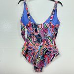 Anne cole  NWT $122 Paisley printed v neck one piece swimsuit 20W Photo 5