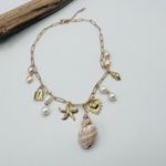 Gold Shell & Pearl Charm Necklace Photo 2