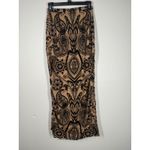 SheIn Womens Beige Black Velvet Burnout Maxi Skirt Sz M Whimsigoth Gothic Photo 4