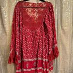Free People  Cherry Red Boho Lace Nomad Child Mini Peasant Dress Medium Photo 1