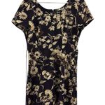 All that jazz Vintage Plum Cream Floral Print Short Sleeve Zip Tie Back Dress M Photo 10