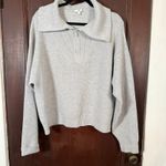 LUNYA | Cottonsilk Collared Half Zip Sweater in Heather Gray | Large Photo 1