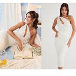 House Of CB    'Valentina' Ivory white‎ Asymmetric Cutout Midi Dress NWOT Size S Photo 2