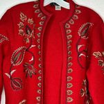 Jolie Eric Gaskins Embroidered Wool Jacket‎ Red Photo 2