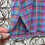 Gap Vintage 70s  purple green plaid check button down short sleeve shirt MEDIUM Photo 4