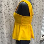TCEC  Yellow Ruched Peplum Blouse Photo 3