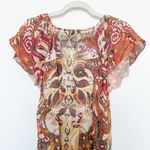 Y2K Unity Top Mesh Paisley Print Crochet Brown Orange‎ Size M Boho Forest Fairy Size M Photo 7