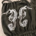 Boutique Olive Dark Green Seahorse Halter Maxi Dress Beach Long Lined Slit Open Leg Small Photo 4